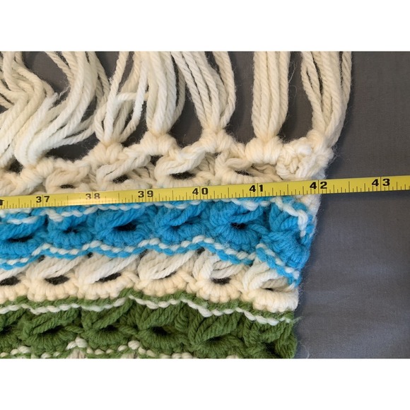 Handmade Crochet Granny Square Blanket Vintage Roseanne Afghan Throw 45"x24" - Picture 2 of 3